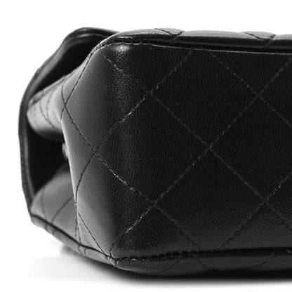 Lambskin Quilted Mini Rectangular Flap Black