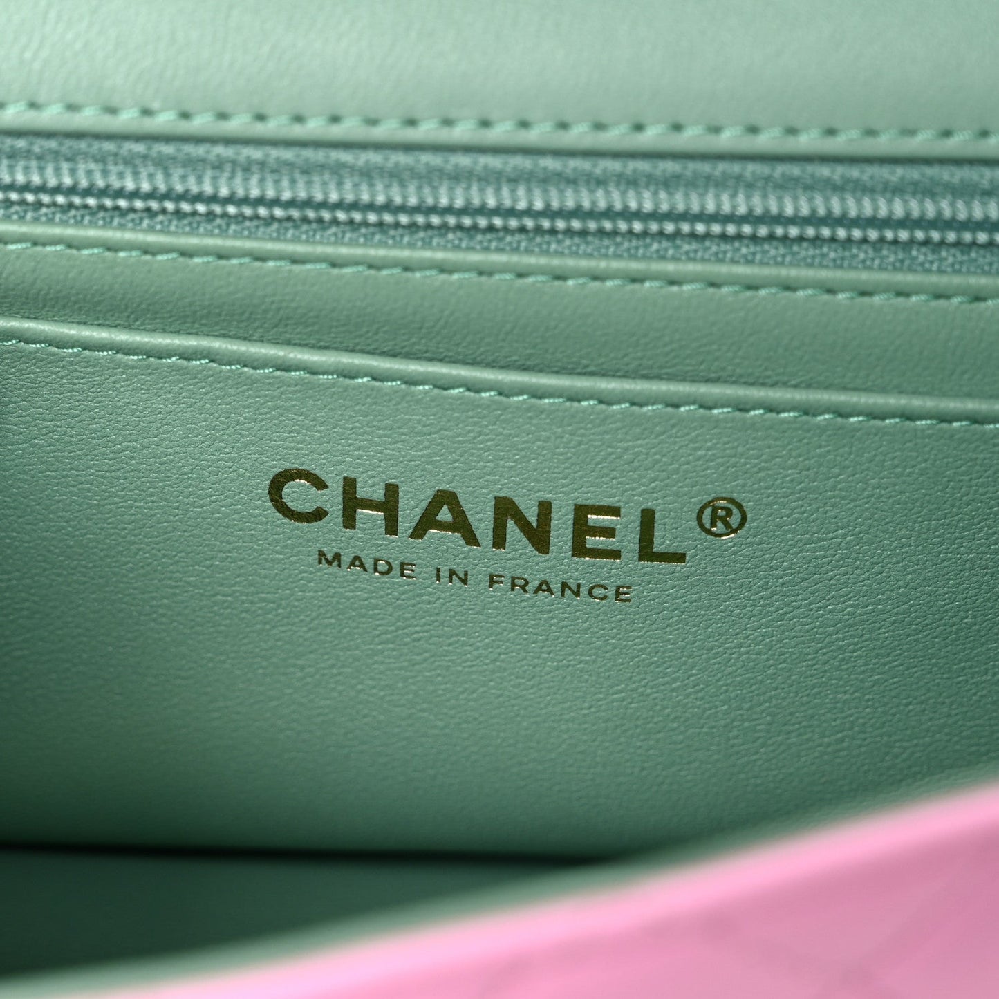 Lambskin Quilted Mini Top Handle Rectangular Flap Pink Green