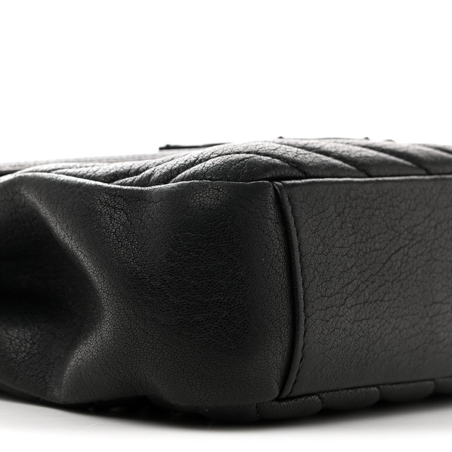 Sheepskin Matelasse Chevron Monogram Monochrome Medium College Bag Black