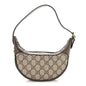 GG Supreme Monogram Textured Calfskin Web Mini Ophidia Half Moon Hobo Beige Ebony New Acero