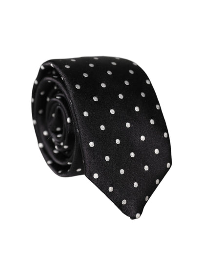 Dolce & Gabbana Black White Polka Dots Silk Adjustable Men NeckMen's Men's Tie