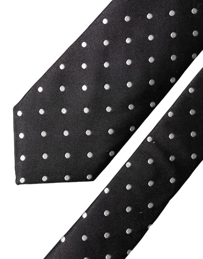Dolce & Gabbana Black White Polka Dots Silk Adjustable Men NeckMen's Men's Tie
