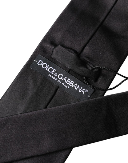 Dolce & Gabbana Brown Logo Embroidery Silk Adjustable Men NeckMen's Men's Tie