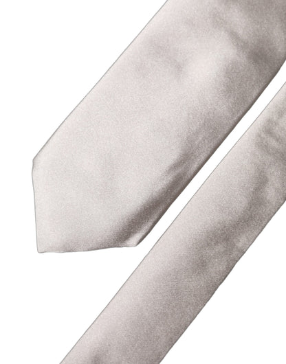 Dolce & Gabbana Light Gray Silk Satin Wide Adjustable Men NeckMen's Men's Tie