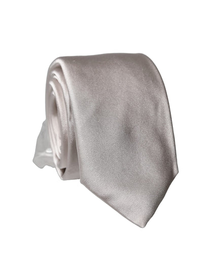 Dolce & Gabbana Light Gray Silk Satin Wide Adjustable Men NeckMen's Men's Tie