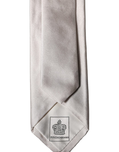 Dolce & Gabbana Light Gray Silk Satin Wide Adjustable Men NeckMen's Men's Tie