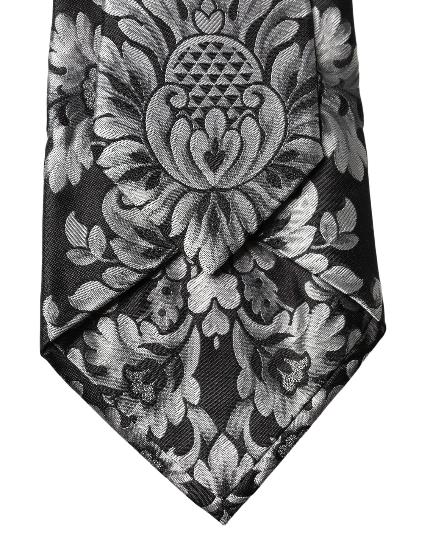 Dolce & Gabbana Black Silver Floral Silk Adjustable Women NeckWomen's Women's Tie