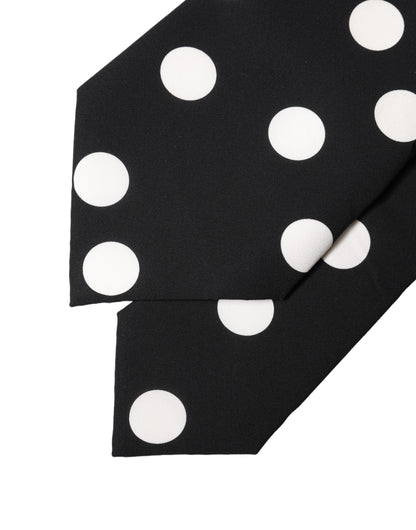 Dolce & Gabbana Black White Polka Dot Silk Adjustable Women NeckWomen's Women's Tie