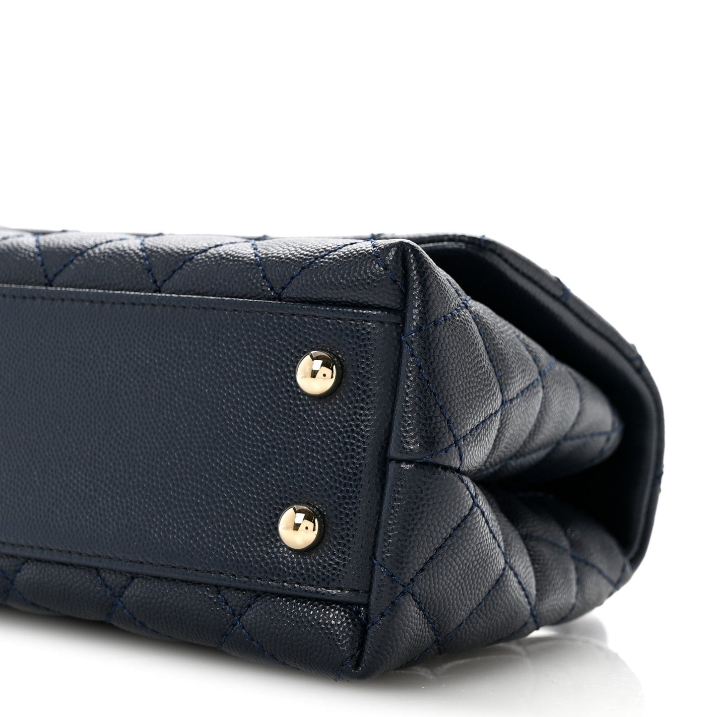 Caviar Quilted Lizard Embossed Mini Coco Handle Flap Navy Blue