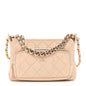 Shiny Crumpled Lambskin Quilted Small Preppy Pocket Clutch With Chain Beige