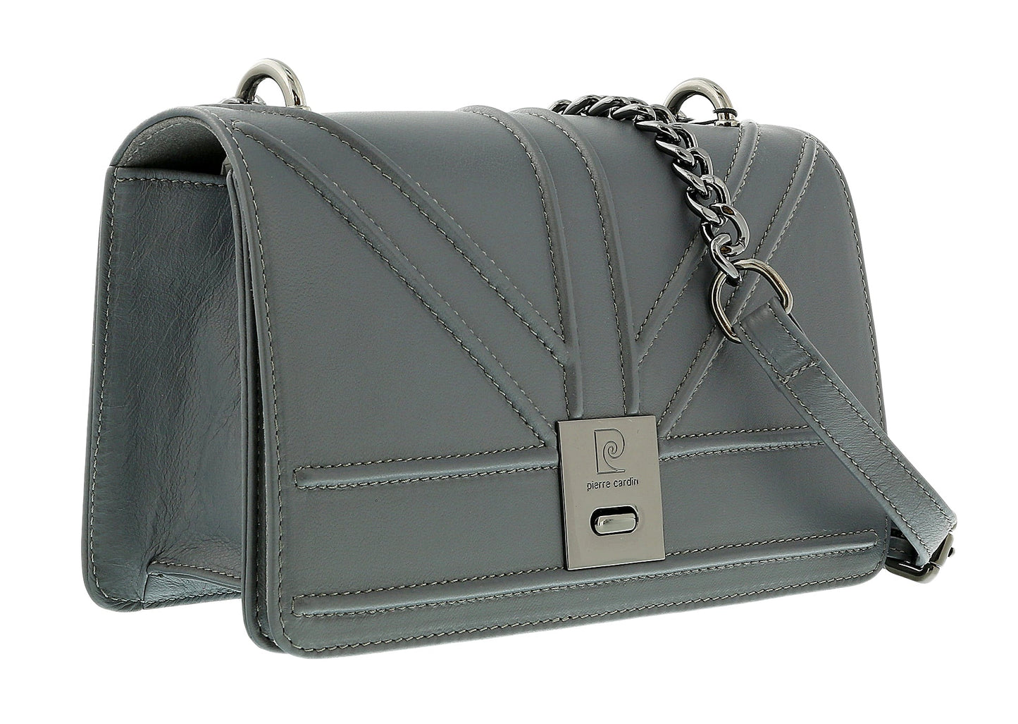 Pierre Cardin Grey Leather Large Structured Shoulder Bag