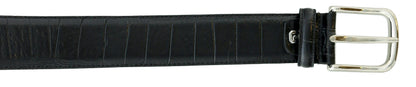 Pierre Cardin Shiny Black  Embossed Classic Buckle Adjustable Belt Adjustable Mens Belt-