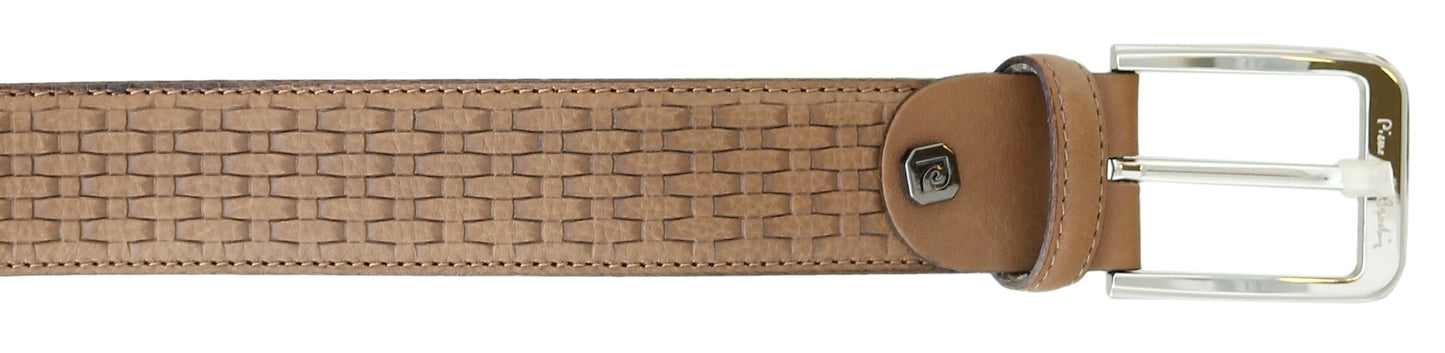 Pierre Cardin Light Brown Weave Textured Classic D-Ring Adjustable Belt Adjustable Mens Belt-