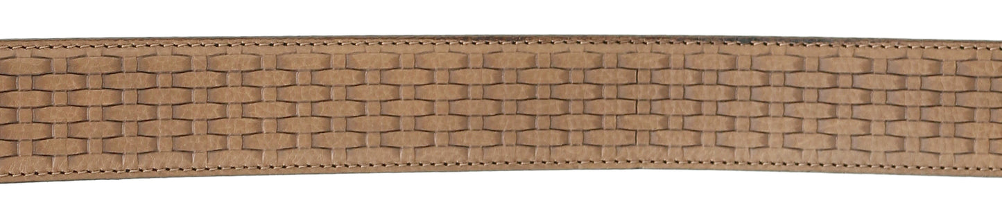 Pierre Cardin Light Brown Weave Textured Classic D-Ring Adjustable Belt Adjustable Mens Belt-