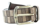 Pierre Cardin Distressed Brown Textured Classic Silver D-Ring Adjustable Belt Adjustable Mens Belt-