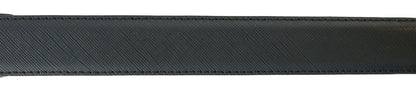 Pierre Cardin Black Textured Classic Silver D-Ring Adjustable Belt Adjustable Mens Belt-