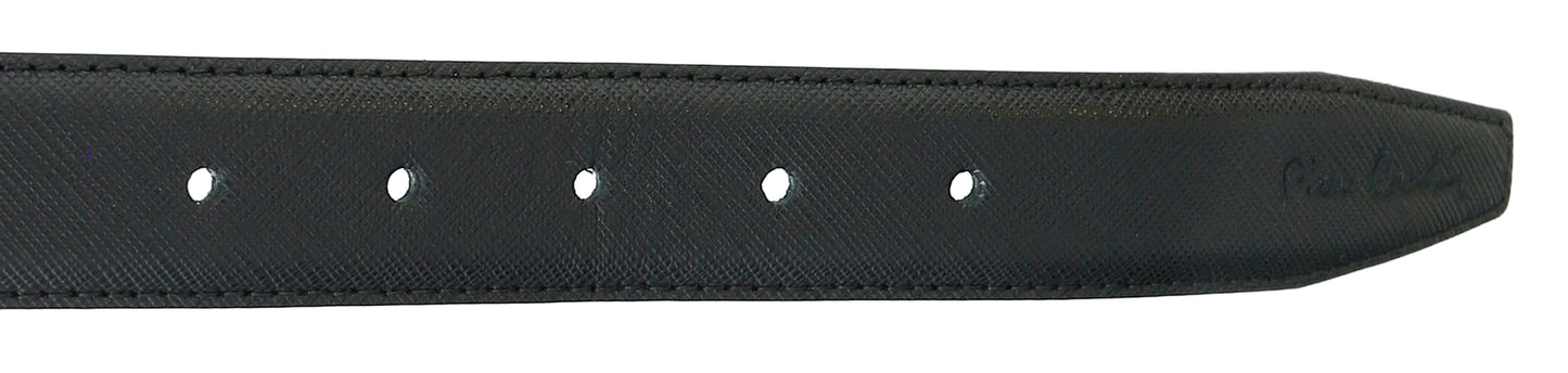 Pierre Cardin Black Textured Classic Silver D-Ring Adjustable Belt Adjustable Mens Belt-