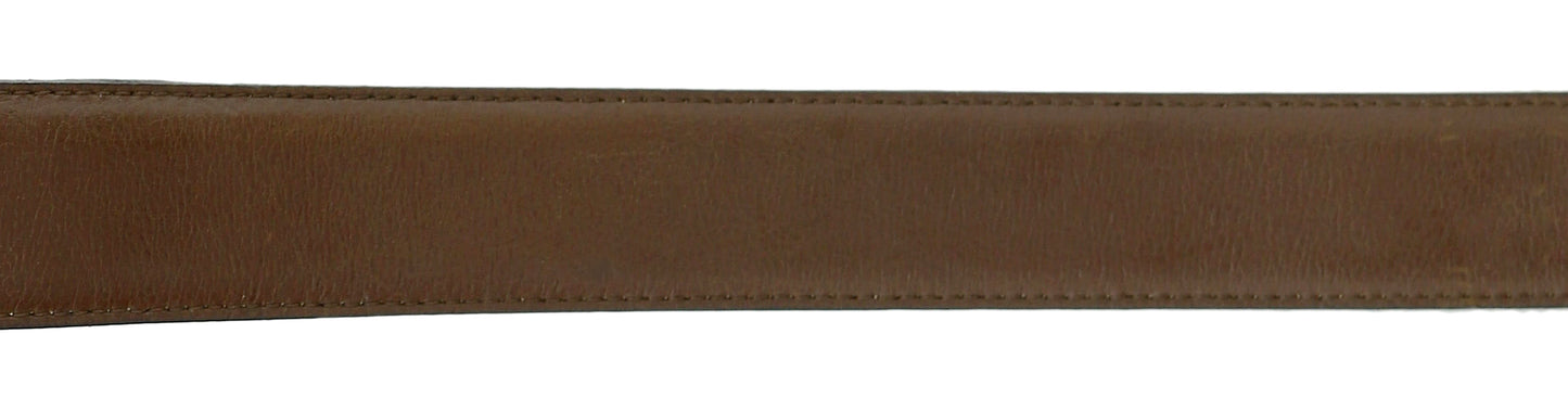 Pierre Cardin Brown Classic Square Silver D-Ring Adjustable Belt Adjustable Mens Belt-