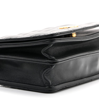 Lambskin Resin Quilted Mini Wallet On Chain WOC Black