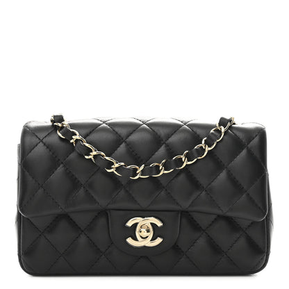 Lambskin Quilted Mini Rectangular Flap Black