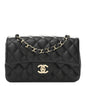 Lambskin Quilted Mini Rectangular Flap Black