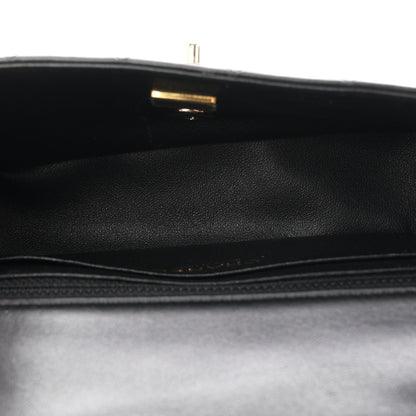 Lambskin Quilted Mini Rectangular Flap Black