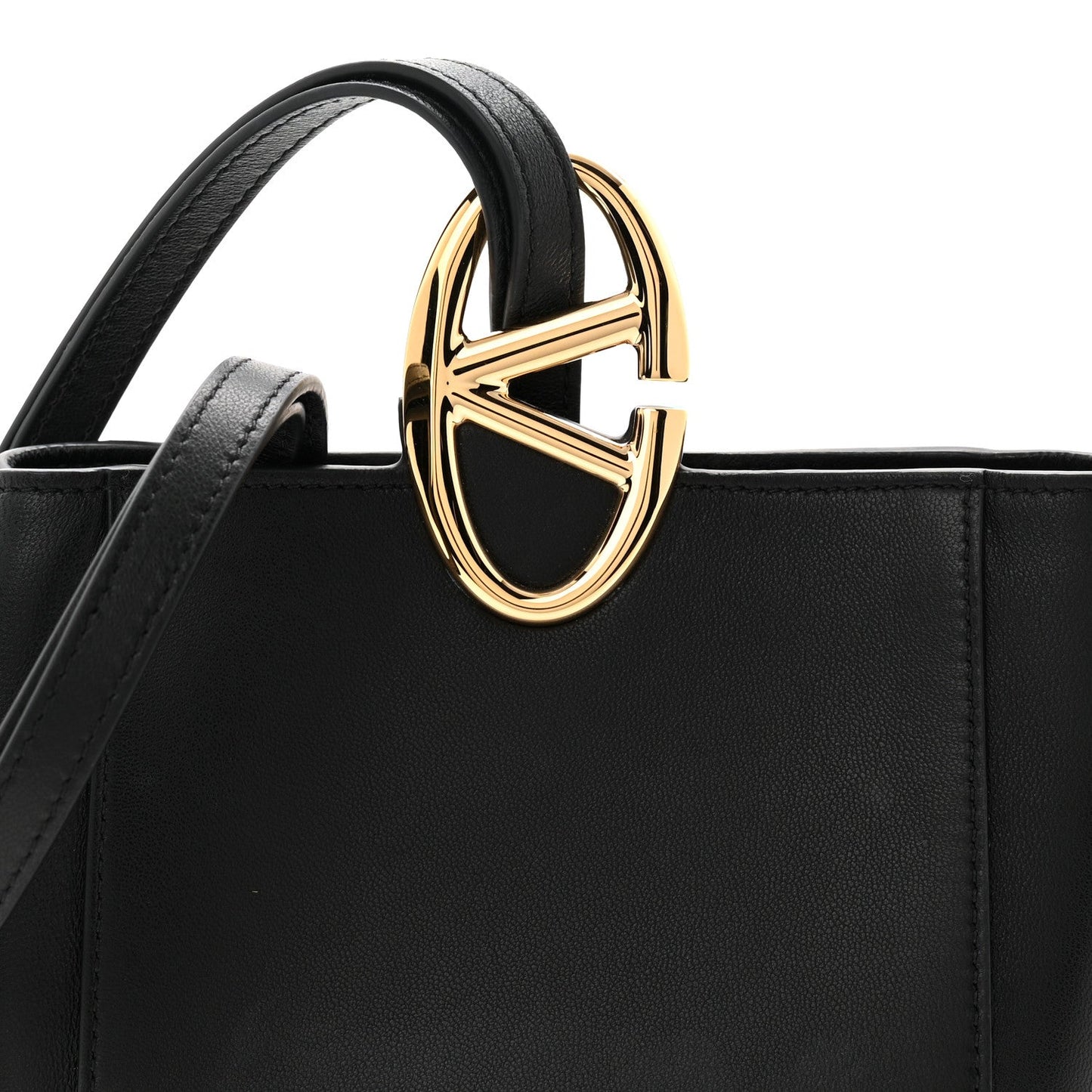 Nappa VLogo Bold Bucket Bag Black
