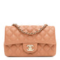 Lambskin Quilted Mini Rectangular Flap Brown