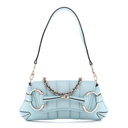 Nappa Vertical Matelasse Small Maxi Horsebit Chain Shoulder Bag Crystal Snow