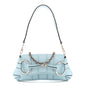 Nappa Vertical Matelasse Small Maxi Horsebit Chain Shoulder Bag Crystal Snow