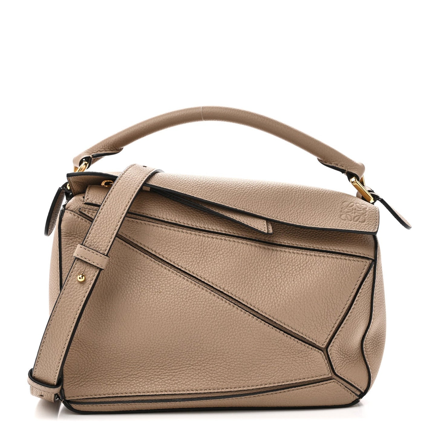 Grained Calfskin Small Puzzle Bag Sand