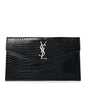 Calfskin Crocodile Embossed Uptown Monogram Pouch Black