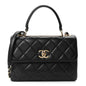Lambskin Quilted Small Trendy CC Dual Handle Flap Bag Black