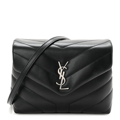 Calfskin Y Quilted Monogram Toy Loulou Crossbody Bag Black