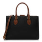 Calfskin Small Top Handle Bag Navy Brown