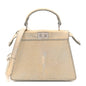 Stingray Shiny Nappa Petite Peekaboo I SEE U Satchel Beige