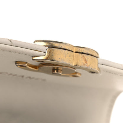 Calfskin Quilted Perfect Fit Coin Purse With Chain White