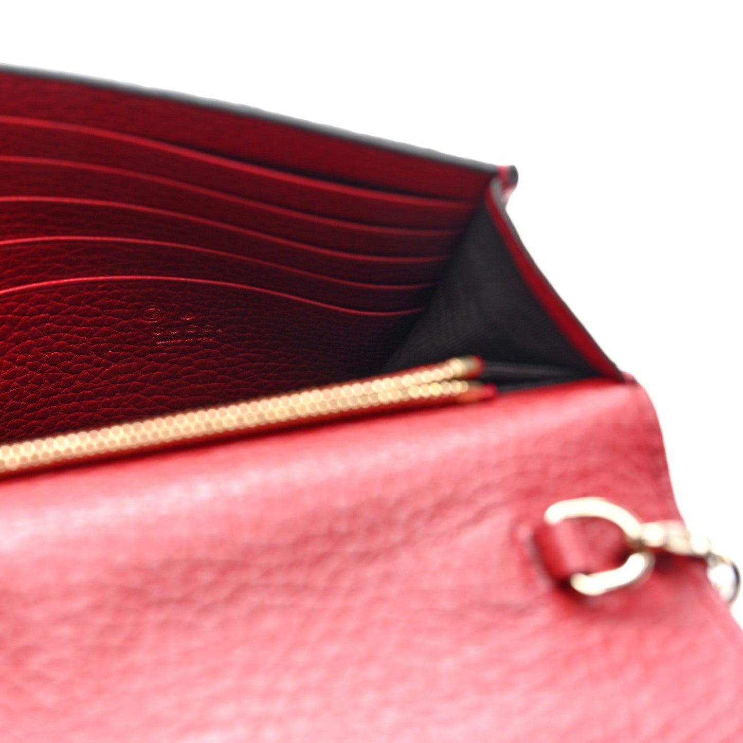 Dollar Calfskin Medium Betty Chain Wallet Red