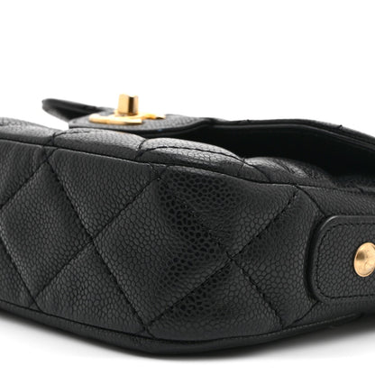 Caviar Quilted Mini Chain Flap Black