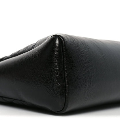 Shiny Lambskin Quilted 31 Shopping Bag Black