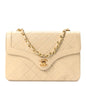 Lambskin Quilted Small Single Flap Beige