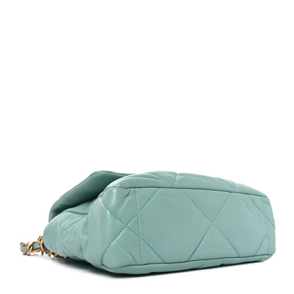 Goatskin Quilted Medium Chanel 19 Flap Light Blue