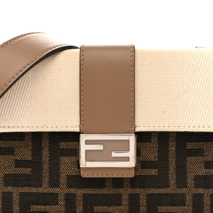 Fabric Jacquard Canvas Vitello Grace Pequin FF 1974 Baguette Belt Pouch Tobacco Moro Grezzo Sand