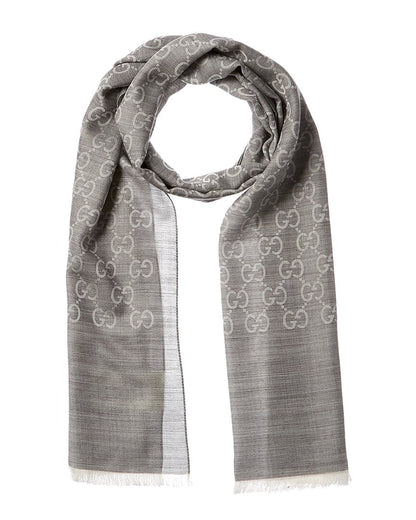 Gucci Logo Small Jacquard Wool & Silk-Blend Scarf
