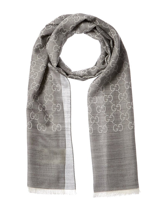Gucci Logo Small Jacquard Wool & Silk-Blend Scarf