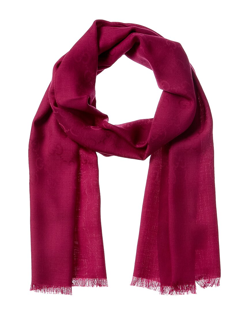 Gucci Logo Small Jacquard Wool & Silk-Blend Scarf