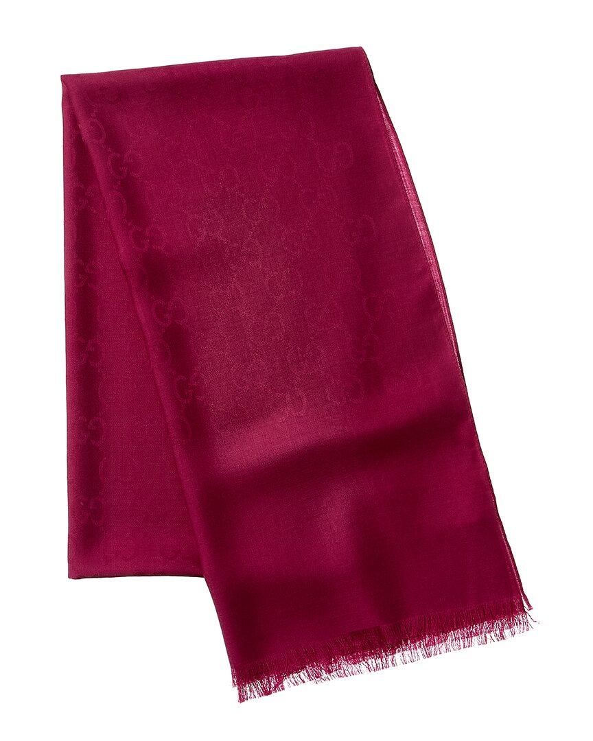 Gucci Logo Small Jacquard Wool & Silk-Blend Scarf