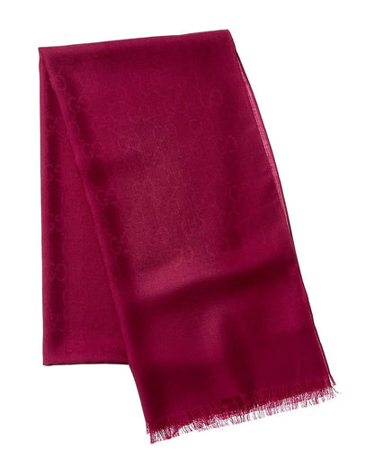 Gucci Logo Small Jacquard Wool & Silk-Blend Scarf