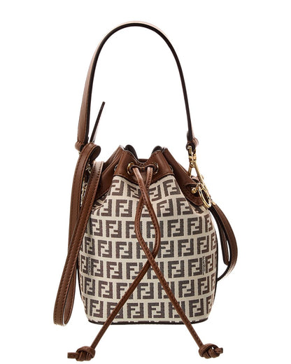 Fendi Mon Tresor Mini Ff Jacquard & Leather Bucket Bag