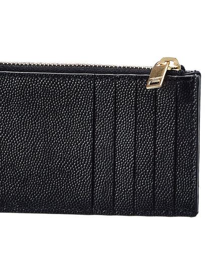 Saint Laurent Logo Plaque Leather Card Holder